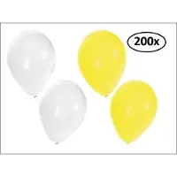 Partyxplosion Ballonnen helium 200x geel en wit