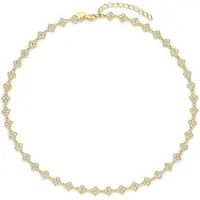 New Bling - 9NB-1589-Y - 925 zilveren klaver ketting met zirconia stenen - 40+5 cm - goudkleurig