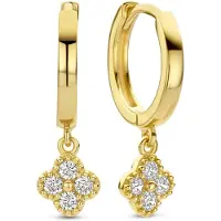 New Bling - 9NB-1588-Y - 925 zilveren klaver oorhangers met zirconiastenen - goudkleurig