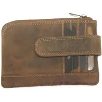 Oi Hunter bruin lederen Sleutelbeursje met extra pasjesvakjes / sleuteletui met ruimte voor creditcards / soepel beursje met pasjesvakjes aan de buitenkant / RFID SAFE / bruin leer / 280H