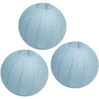Chaks Lampion - 5x - luxueus - bolvormig - licht blauw - 40 x 37.5 cm - papier - gedecoreerd - feestartikelen/versiering