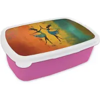 MuchoWow Broodtrommel Roze - Lunchbox Dansen - Vrouwen - Verfstructuur - Brooddoos 18x12x6 cm - Brood lunch box - Broodtrommels voor kinderen en volwassenen