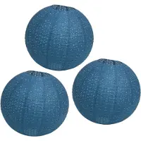 Chaks Lampion - 3x - luxueus - bolvormig - blauw - 40 x 37.5 cm - papier - gedecoreerd - feestartikelen/versiering