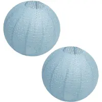 Chaks Lampion - 2x - luxueus - bolvormig - licht blauw - 40 x 37.5 cm - papier - gedecoreerd - feestartikelen/versiering
