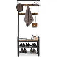 Furnihaus Industriële Kapstok - Schoenenrek - Zwart Metaal - Vintage Bruin
