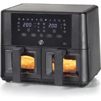 Equivera Dubbele Airfryer - Dubbele Mand - Dual Cook - Heteluchtfriteuse - Verschillende Programma's - Dual Zone - Mega