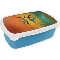 MuchoWow Broodtrommel Blauw - Lunchbox Dansen - Vrouwen - Verfstructuur - Brooddoos 18x12x6 cm - Brood lunch box - Broodtrommels voor kinderen en volwassenen