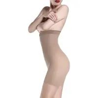 Giulia - Talia Control 40den half-sheer Panty met hoge taille en shapping broekje - Beige - S