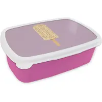 MuchoWow Broodtrommel Roze - Lunchbox Beige - Ijsje - Spikkels - Brooddoos 18x12x6 cm - Brood lunch box - Broodtrommels voor kinderen en volwassenen