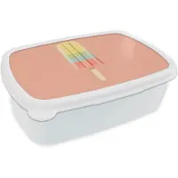 MuchoWow Broodtrommel Wit - Lunchbox Waterijsje - Pasteltinten - Minimalistisch - Brooddoos 18x12x6 cm - Brood lunch box - Broodtrommels voor kinderen en volwassenen