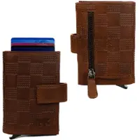 Bear design Lederen Creditcardhouder / Pasjeshouder / Portemonnee Elsie block/cognac