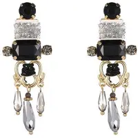 Go Dutch Label Oorknoppen statement hart stenen lang Black E2045-1