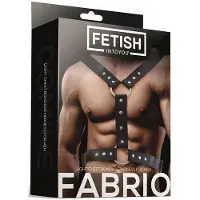 Fetish Black Shadow Fabrio Male Chest Bondage Harness Vegan Leather