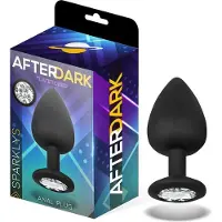 Afterdark Sparkly - Buttplug - Ronde top - Briljantachtige Steen - 7,5 x 2,6 cm - Siliconen - Zwart