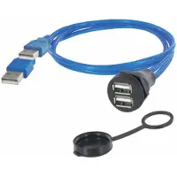 Encitech 1310-1029-01 USB-kabel USB 3.2 Gen 1 (3.1 Gen 1) 0,5 m 2 x USB A Zwart, Blauw