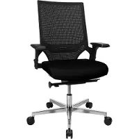 Topstar bureaustoel T300, synchroonmechanisme, met armleuningen, gazen rugleuning met lendenwervelsteun, kuipzitting, zwart/zwart