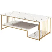 En.casa Salontafel Klibro marmerlook wit en goudkleurig 120x60x42 cm []