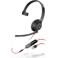 Poly Blackwire 5210 Headset Bedraad Hoofdband Oproepen/muziek USB Type-A Zwart Rood 207577-03