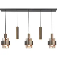 Highlight 5 Lichts Hanglamp Marrone Zwart Met Koper Brons
