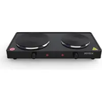 Brock Electronics EP 200 BK, vrijstaand fornuis, zwart, met draaiknoppen aan de voorkant, 0,9 meter hoog, elektrische grill