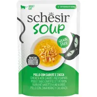 Schesir Cat Soup kip met wortel en pompoen natvoer kat (zakjes) 2 dozen (24 x 40 g)