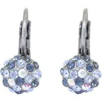 Behave – Dames oorhangers – Blauwe kristallen – 0,9 cm – Mat vintage zilver