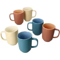Ritzenhoff & Breker Set van 6 Jasper TRIO koffiemokken in vanille, poeder & Grijs blauw gemaakt van steengoed - 2x 414110, 2x 414448 & 2x 403541