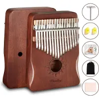 Woodley Kalimba set - 17 tonen - Met Muziekboek - Duimpiano - Muziekinstrument - Donker bamboehout - Voor kinderen en volwassenen
