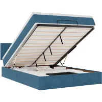 vidaXL Ottoman bed met matras en LED's 140x200cm fluweel donkerblauw