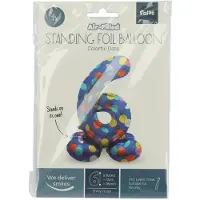 Folat Staande folieballon colorful dots cijfer 6 - 72cm