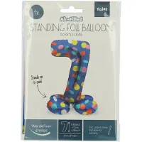 Folat Staande folieballon colorful dots cijfer 7 - 72cm