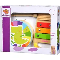Eichhorn houten muziekset trommel en xylofoon - kleurrijk muziekspeelgoed.
