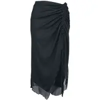 Banned Midirok - Umbra Mesh Ruched Skirt - XS tot 4XL - voor Vrouwen - zwart - Maat 4XL