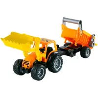Cavallino Toys Tractor met Voorlader en Aanhanger