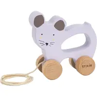 Trixie Houten Trekspeeltje - Mrs. Mouse - Voor de eerste stapjes - Babyspeelgoed - Voor Jongens & Meisjes - Olifant