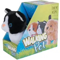 Van Manen Veenendaal Interactieve looppoes pluche zwart wit 15,5cm speelgoed kat.