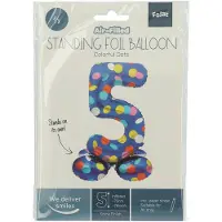 Folat Staande folieballon colorful dots cijfer 5 - 72cm