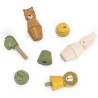 Trixie Houten Schroefdieren - Met 4 Dierenpopjes - 100% FSC Hout - Stimuleert Motoriek & Coördinatie - Voor Jongens en Meisjes