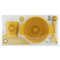 Trixie Kinderservies - Mr. Lion - Servies Set met Beker, Kom en Lepel - Voor baby's vanaf 4 maanden - van Siliconen - Geschikt voor de Vaatwasser