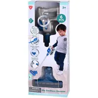 Playgo Play speelgoedstofzuiger draadloos grijs blauw met licht en geluid 6-delig.