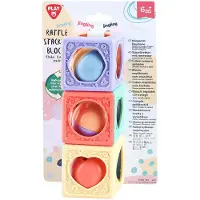 Play stapelblokken educatief speelgoed met rammelaar 3-delig multi.