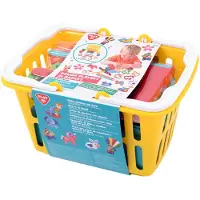 Play kleiset boetseerklei in winkelmand - 4 potjes en accessoires.