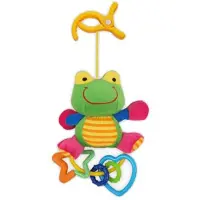 Baby Mix pluche rammelaar kikker met clip 18cm - Babyspeelgoed