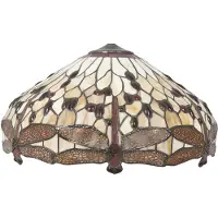 Clayre & Eef Lampenkap tiffany Ø 49x28 cm beige glas libelle glazen lampenkap