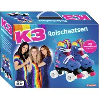 K3 - Rolschaatsen - Maat 34/37 - Verstelbaar in 4 maten - Met stopper - Wit - Regenboog - Met wieltjes in 4 kleuren