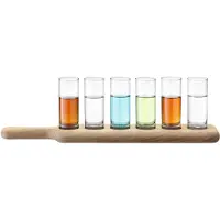 LSA International Paddle vodkaglazen incl. houten dienblad - 6 stuks