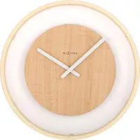 Nextime Wood Loop - Klok - Rond - Glas - Ø30 cm - Hout - Licht bruin