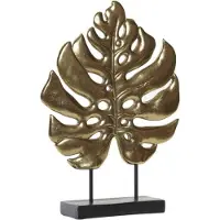 DKD Home Decor Decoratieve figuren DKD Home Decor Zwart Gouden Metaal Hars Blad van een plant (25,5 x 6 x 34 cm)
