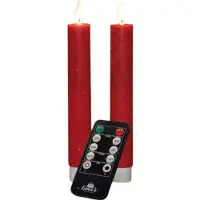 Annas collection Dinerkaars wax led bewegende vlam op batterij met afstandsbediening 2 stuks h18 cm rood Anna's Collection