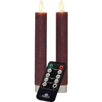 Annas collection Dinerkaars wax led bewegende vlam op batterij met afstandsbediening 2 stuks h18 cm antiek roze Anna's Collection